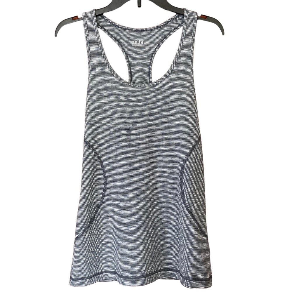 Zella Grey Striped Workout Tank Size Medium EUC